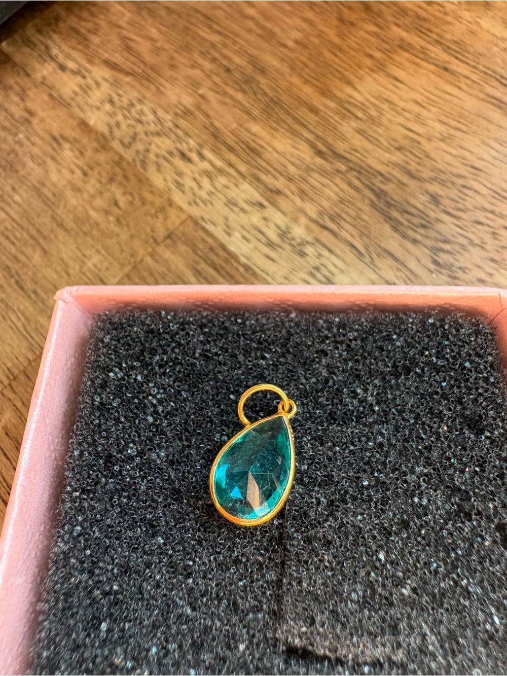 14 k Gold bezel set Pear shaped  Blue Topaz Pendant Charm